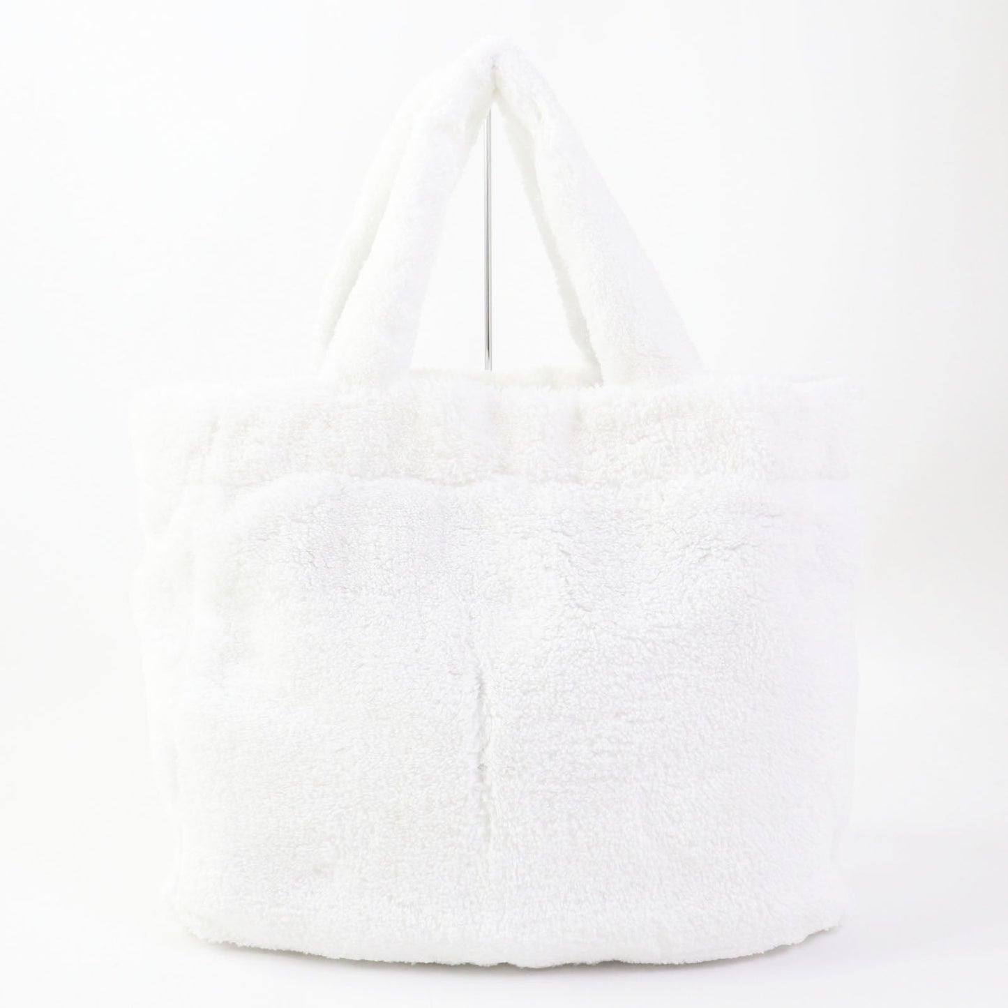 PRADA Tote Bag Terry (pile fabric) White Black , BIANCO NERO SPUGNA Women