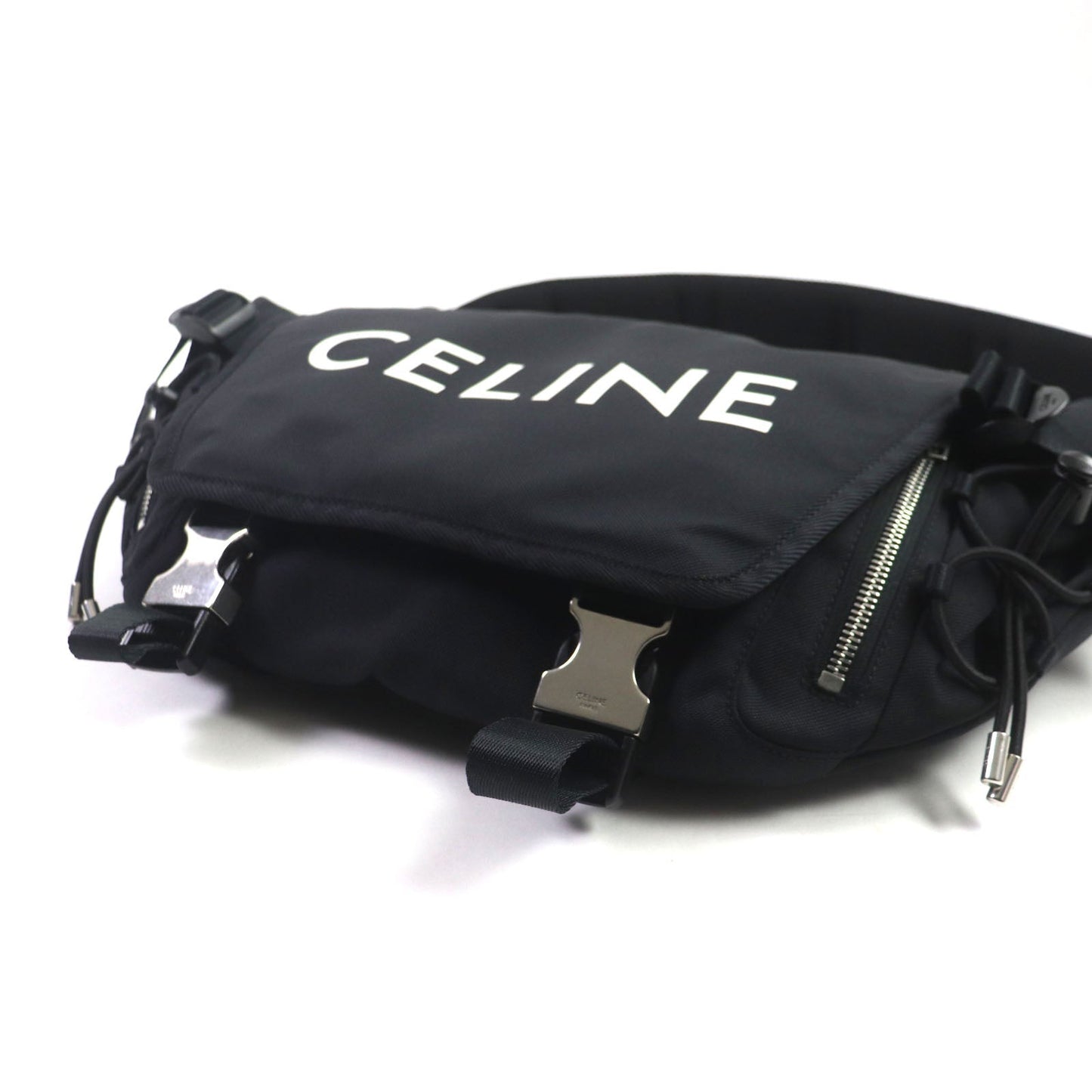 CELINE Sling bag Nylon black Medium Trekking Messenger mens Secondhand