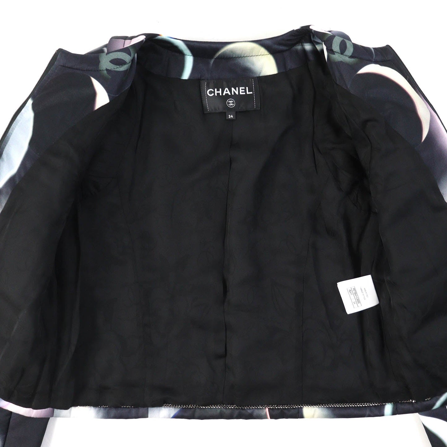 Chanel COCO Mark Button Print Jacket Black 34 Classic Flap Tote
