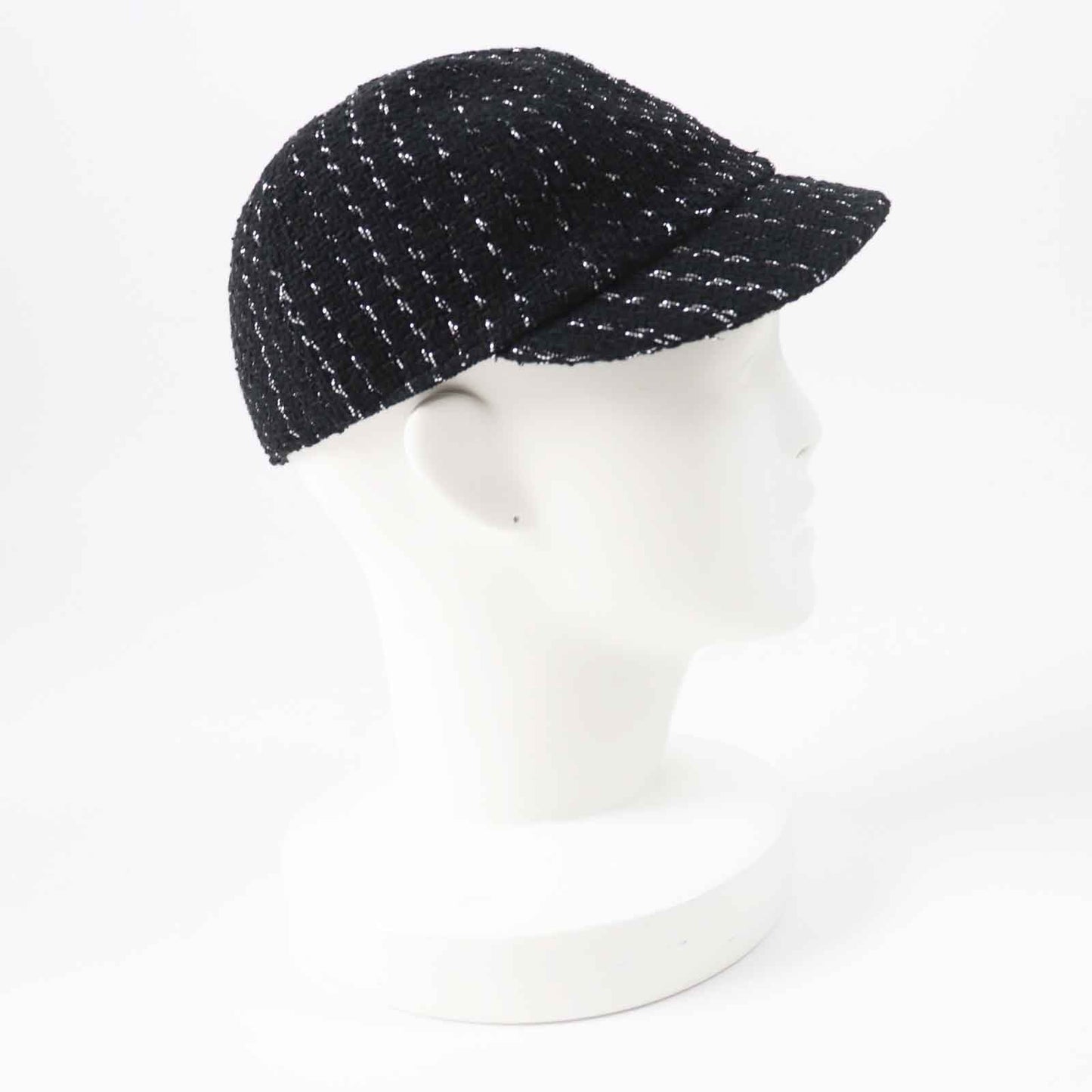 Chanel 23P Tweed Casquette Hat Black Silver M Classic Flap Tote
