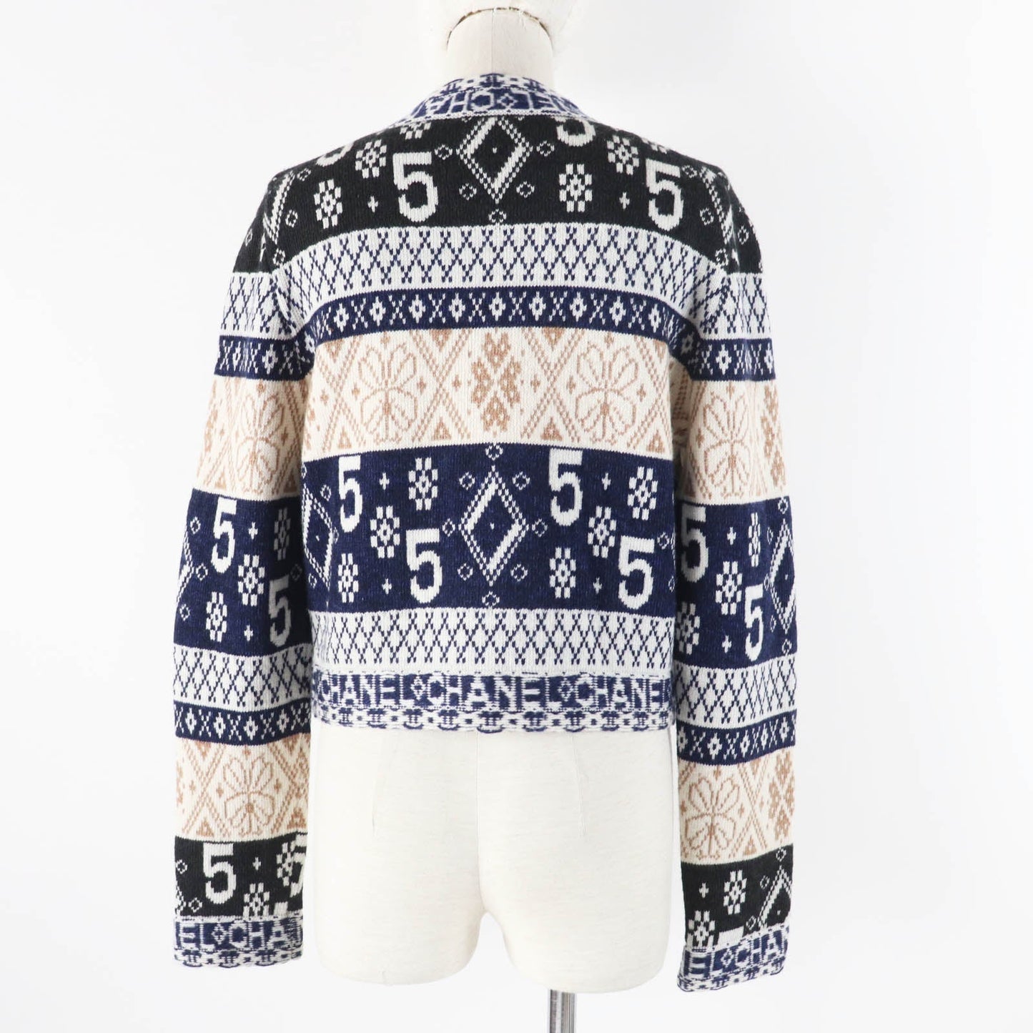 Chanel Cashmere Logo Print Cardigan Classic Flap Tote