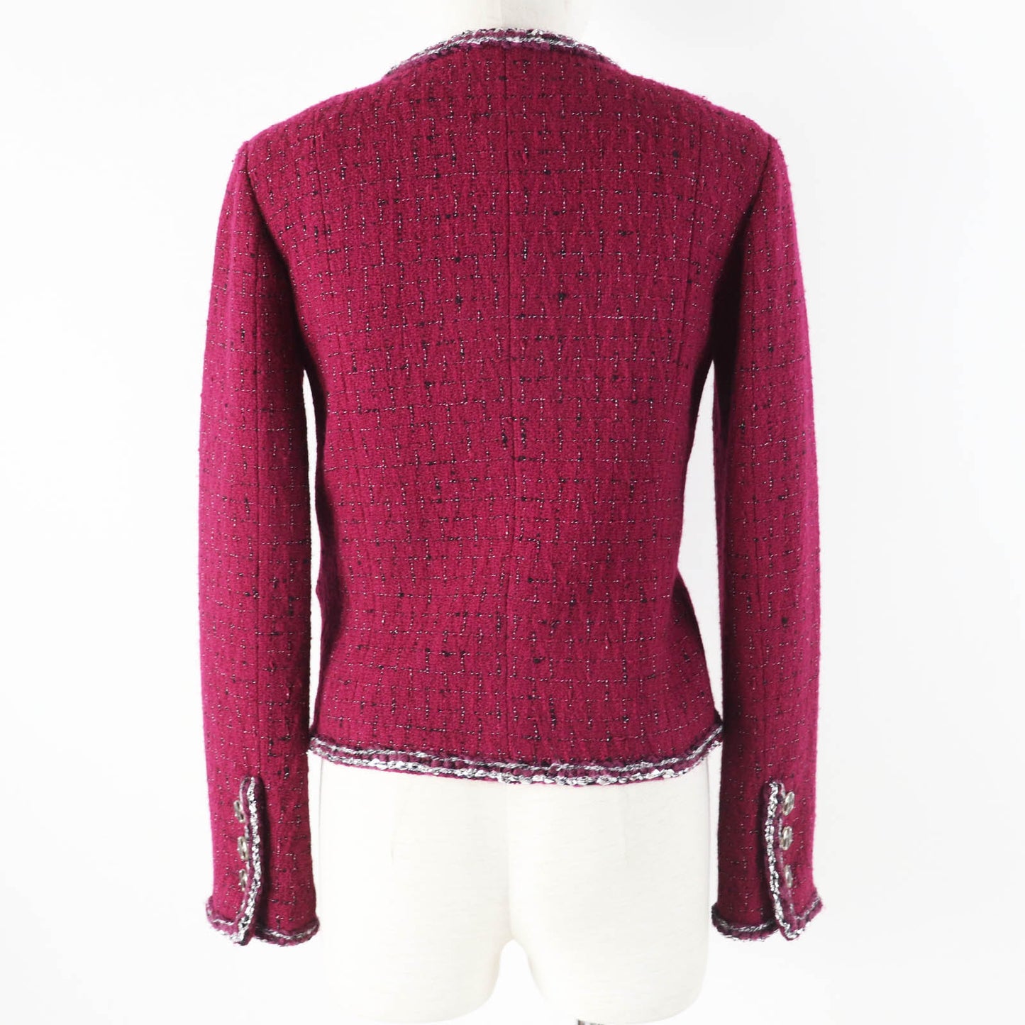 Chanel Wool Viscose Jacket Burgundy Black White Classic Flap Tote