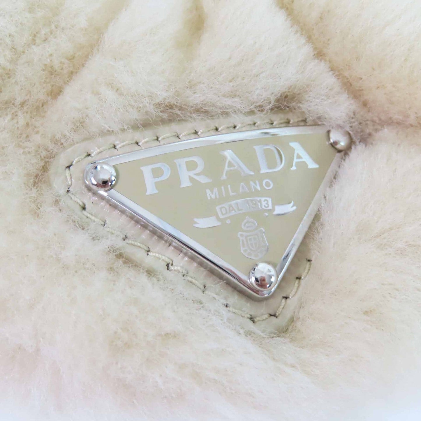 Prada Triangle With logo Sheep fur Hair Accessory