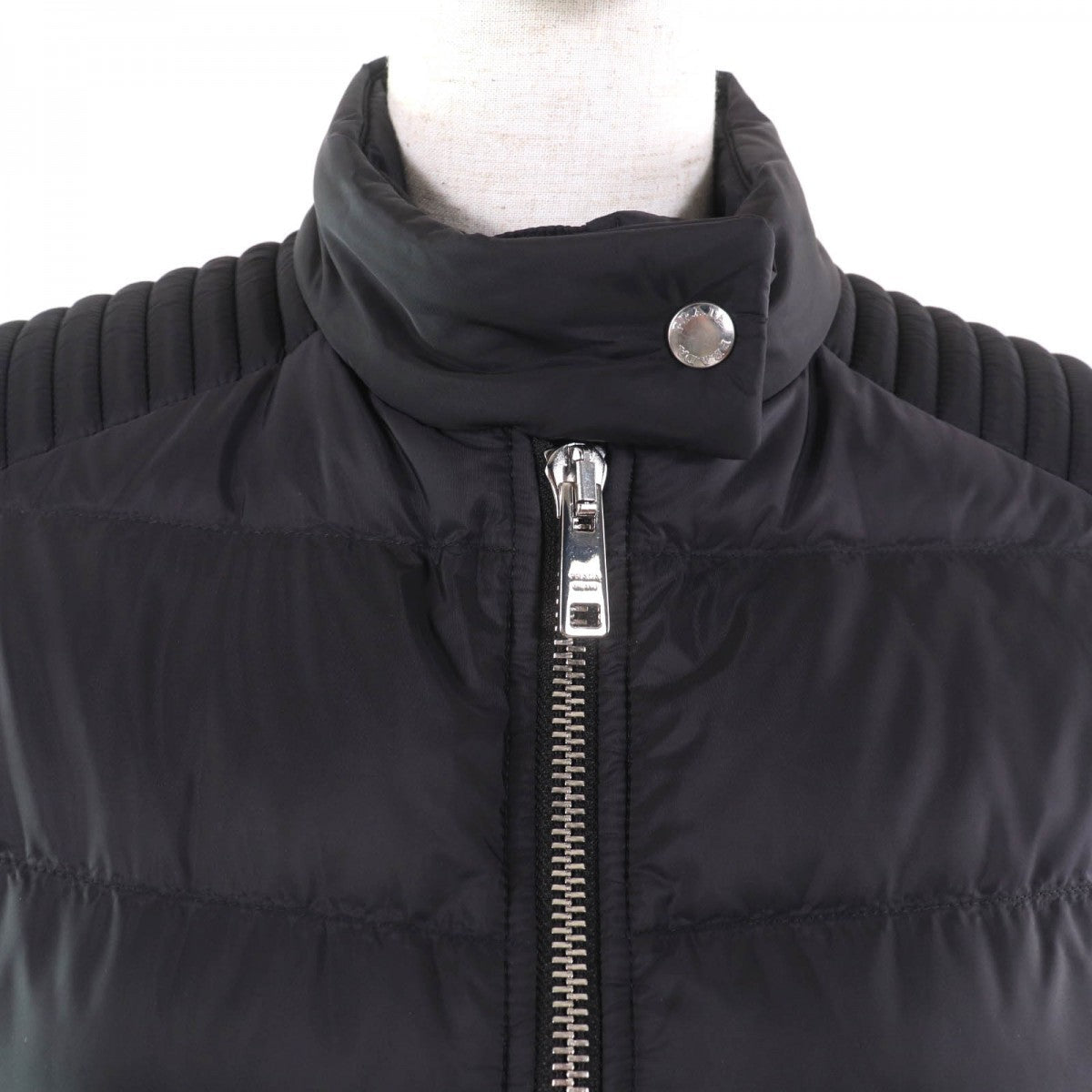 PRADA Down jacket 290545 Main: 100% polyamide, Filling: 90% down, Filling: 10% feather, Part: 100% polyester, Part: calf leather black Women 42