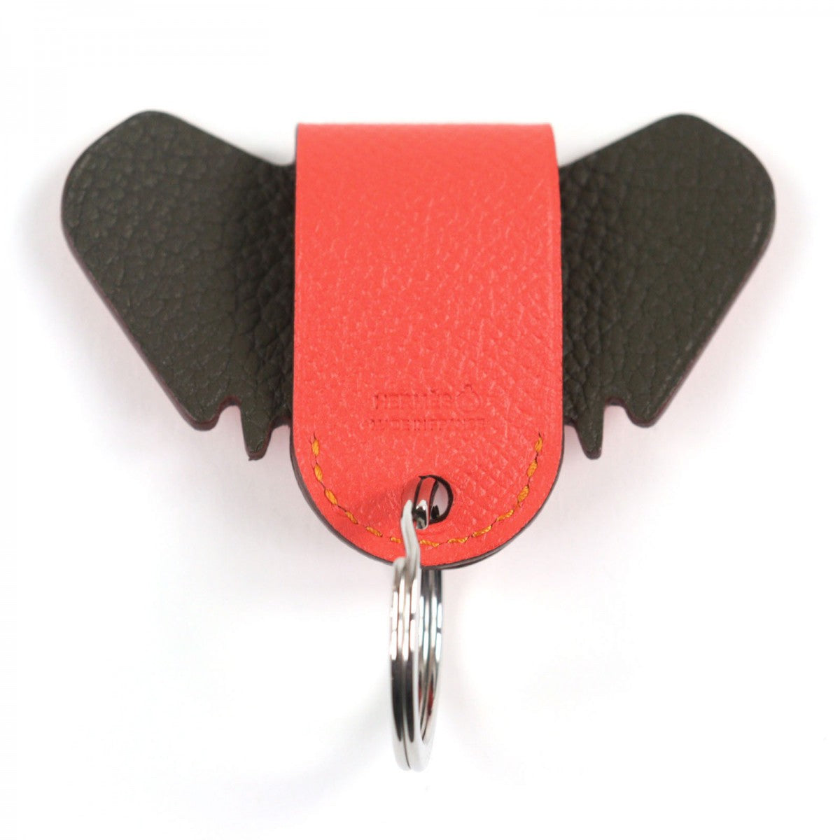 HERMES Bag charm leather Red, Rouge Cou Petite Ash Elephant