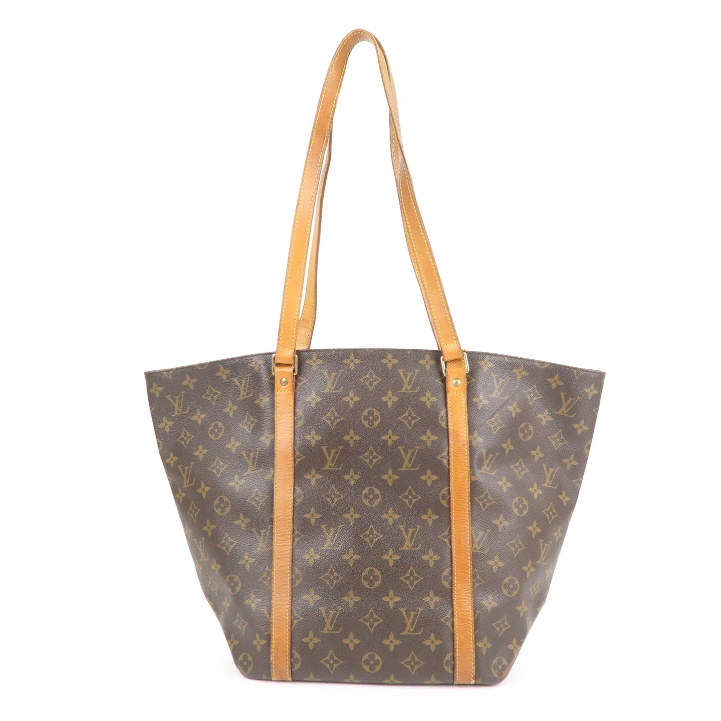 Louis Vuitton Monogram Sac Shopping Shoulder Bag Brown