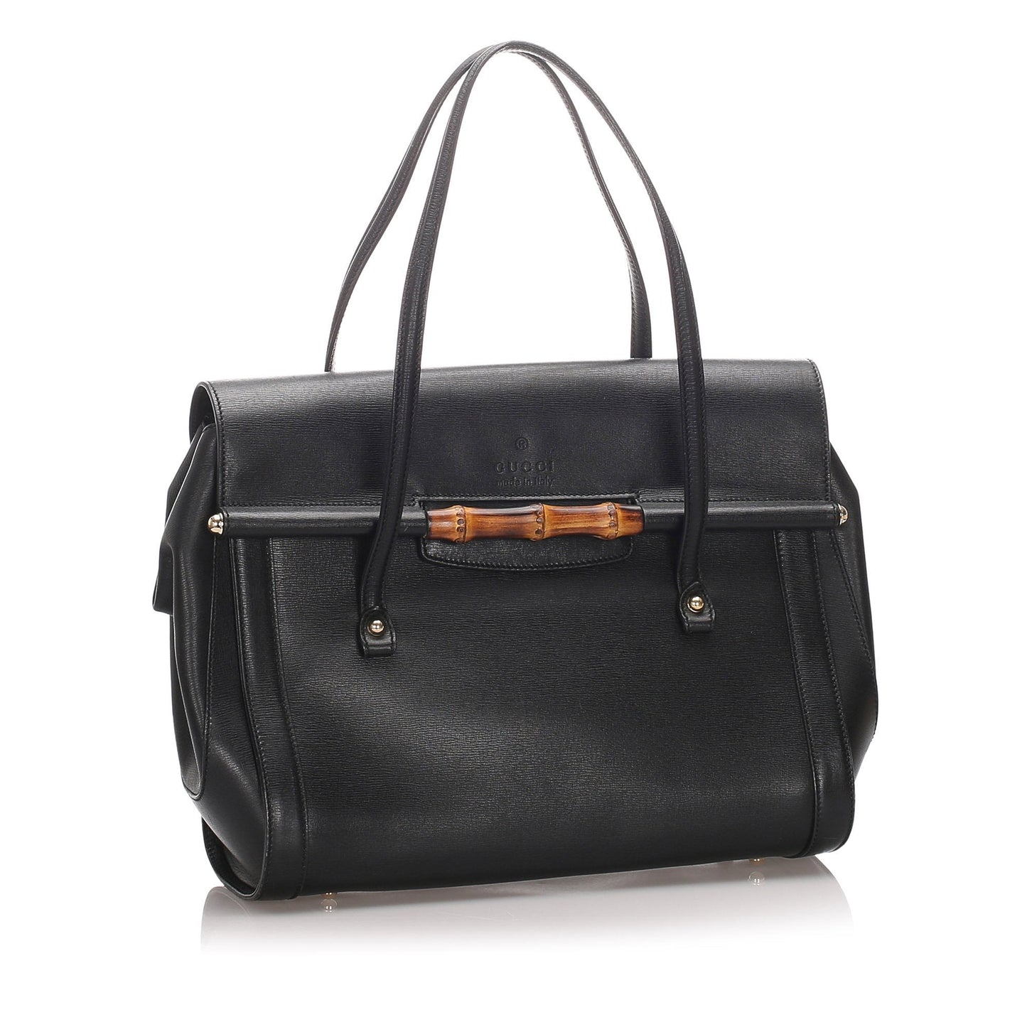 Gucci Bamboo Black Leather Tote Style 1
