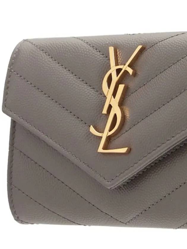 Luxury Saint Laurent Trending 2026 Monogram Envelope Quilting Small Half Wallet Grey