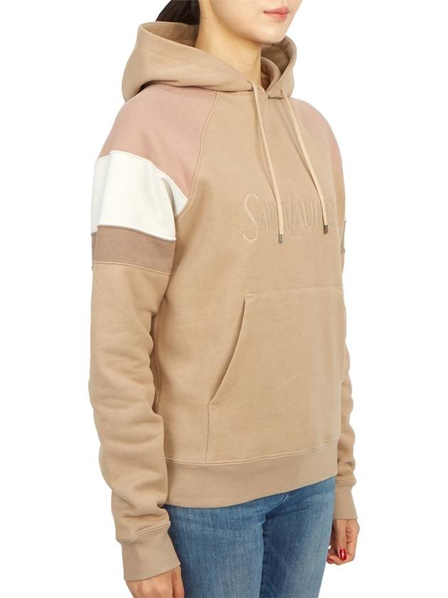 Luxury Saint Laurent Trending 2026 Front Logo Cotton Hoodie Beige