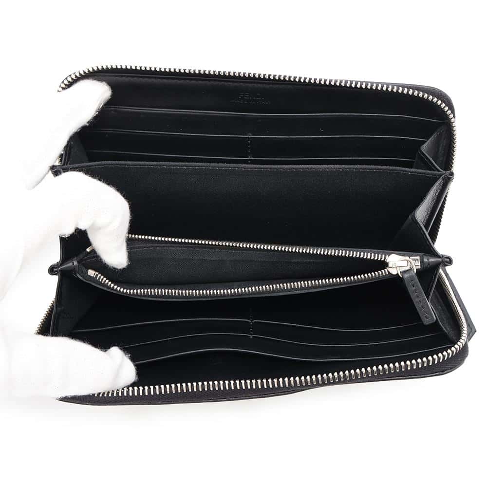 FENDI Studded Long Wallet Black8M0299 Leather