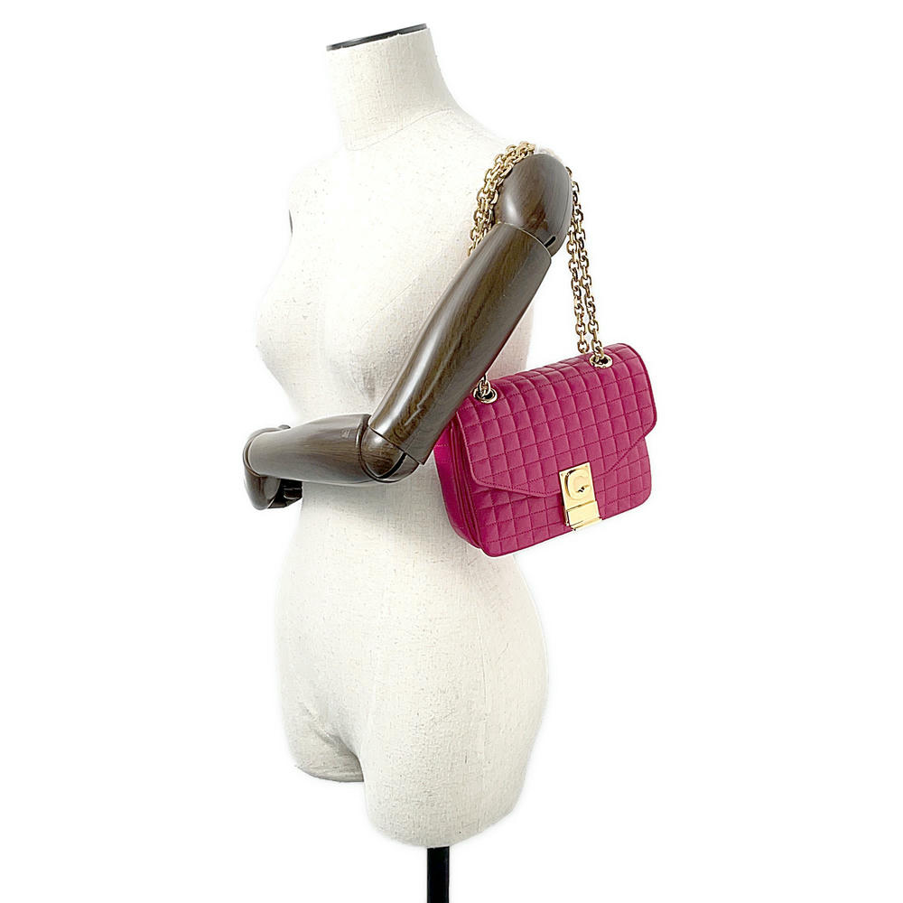 CELINE C-C ChainShoulder Bag Pink188403 Leather Size Small