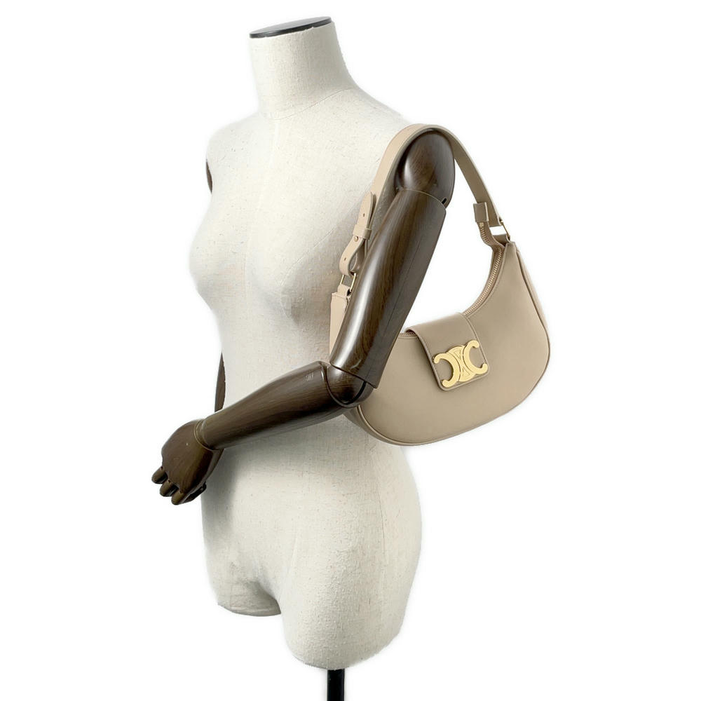 CELINE AVA One Shoulder Bag Beige Leather Size Medium