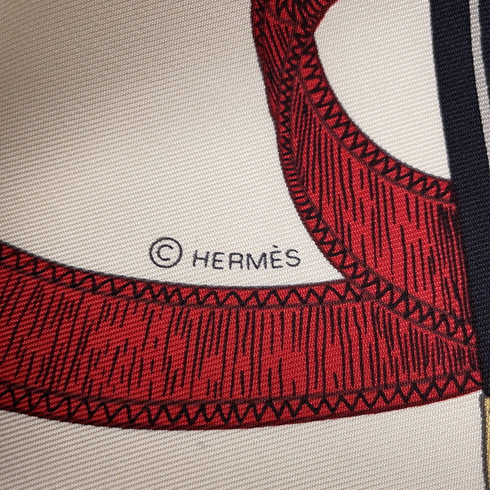 HERMES Carre Apron Doll Size 90 Caramel / Crème / All Silk100%