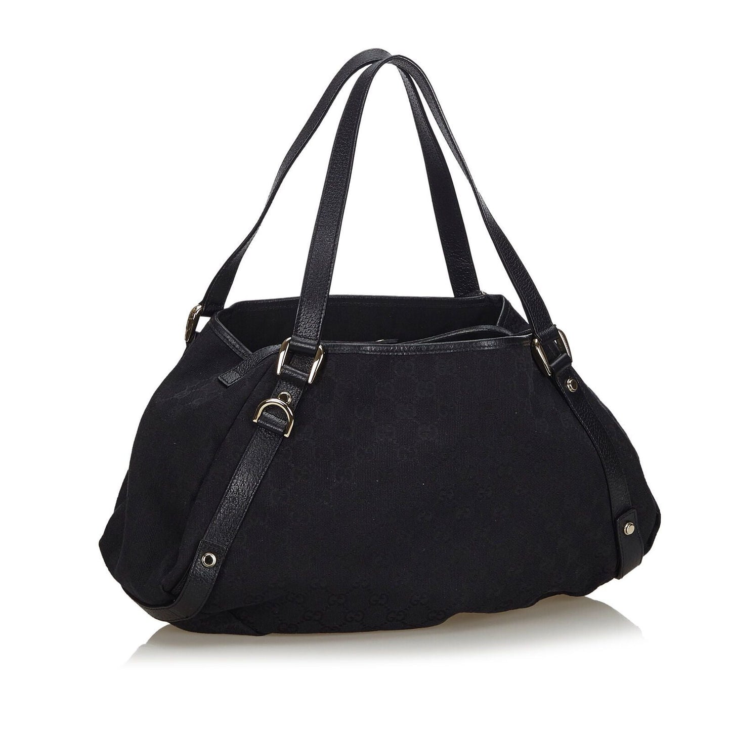Gucci Black Leather Canvas Tote Style 3