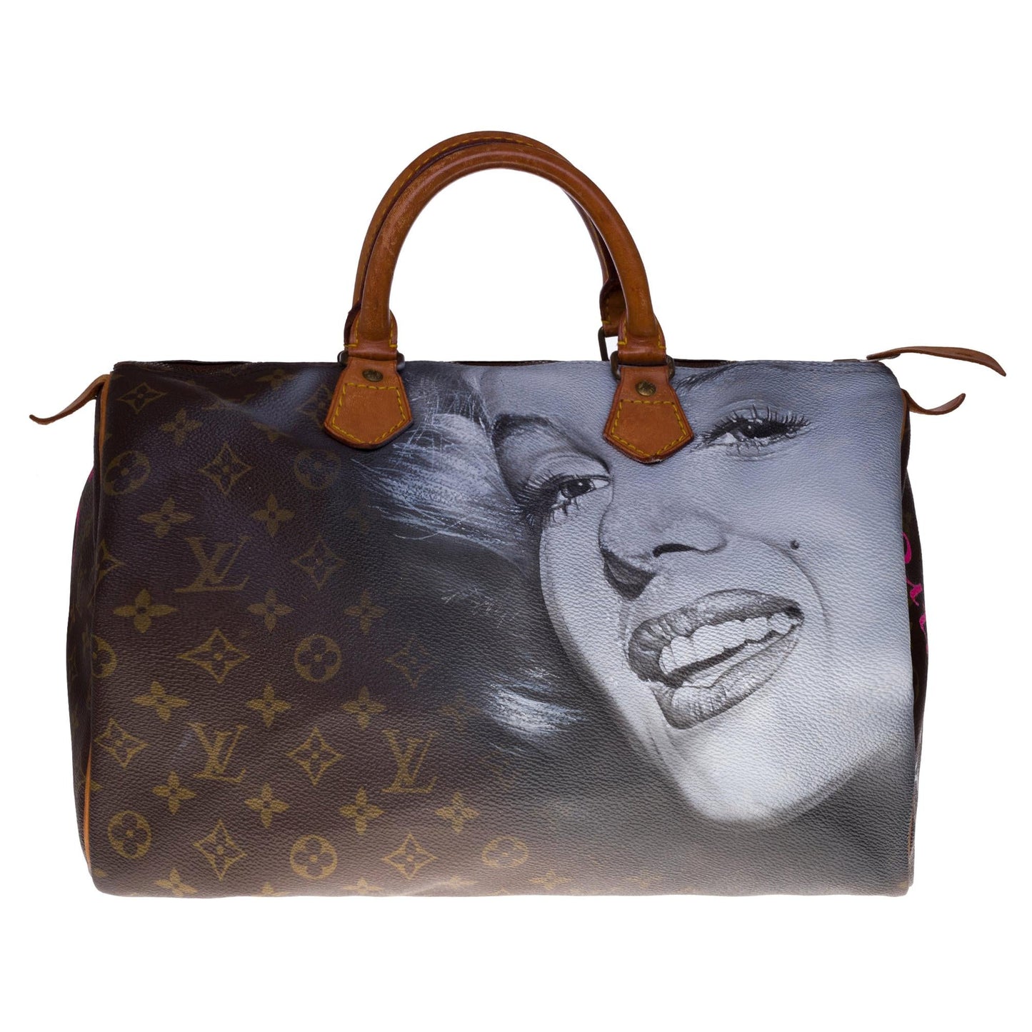 LOUIS VUITTON Customized "Marilyn Monroe" handbag in Monogram canvas
