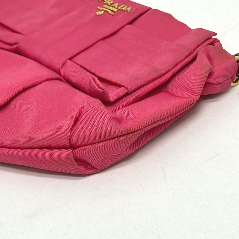 PRADA Cosmetics Pouch Nylon pink logo ribbon Women