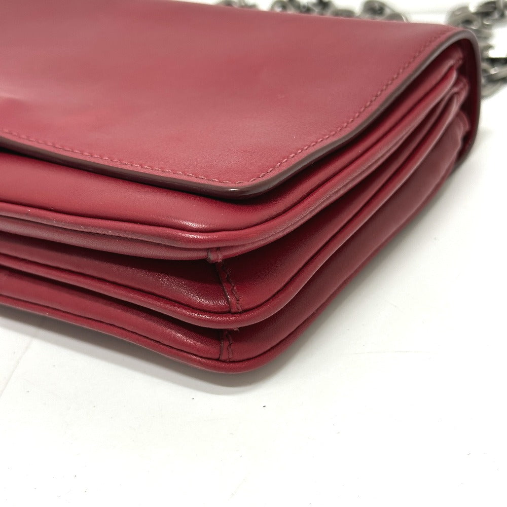 PRADA Shoulder Bag leather Red logo Women
