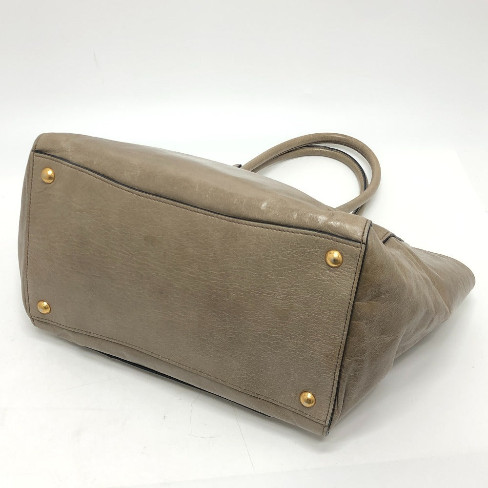 PRADA Tote Bag leather Brown logo