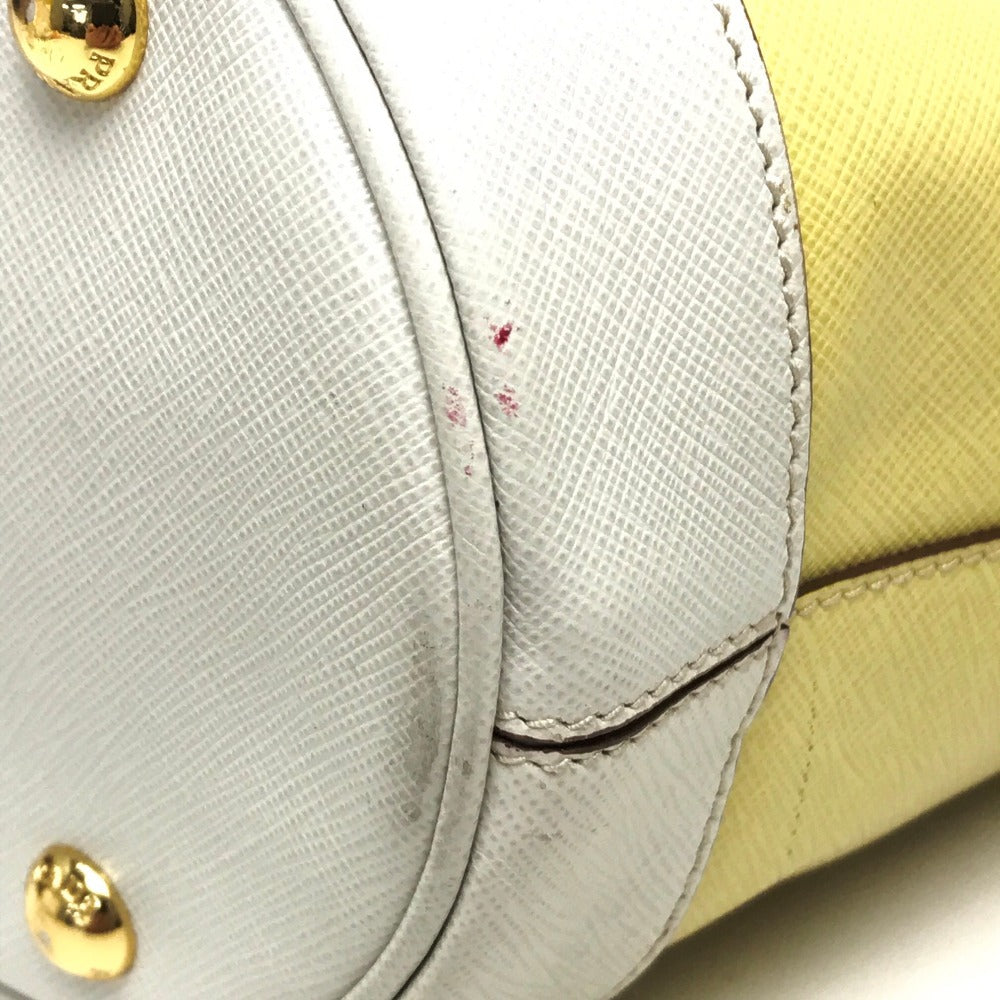 PRADA Shoulder Bag leather yellow Saffiano Lux Women