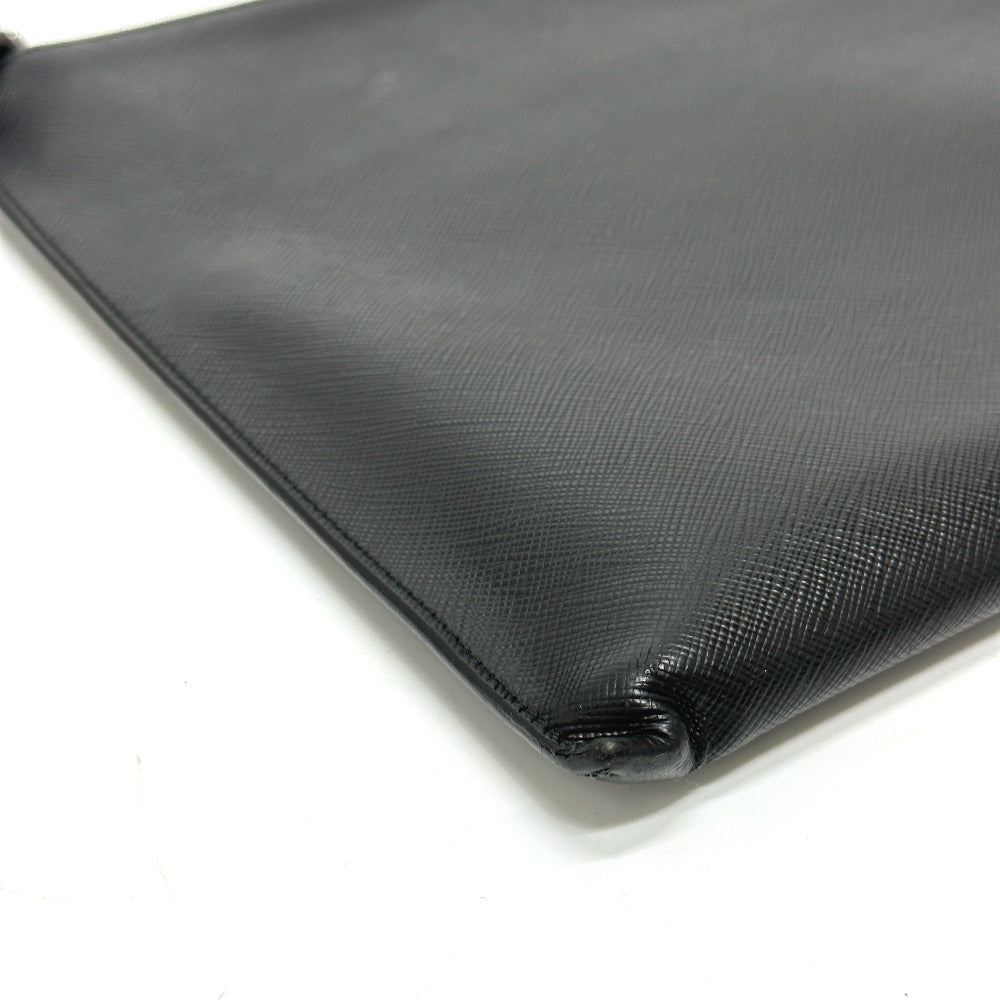 PRADA Clutch bag Safiano leather black logo rabbit mens
