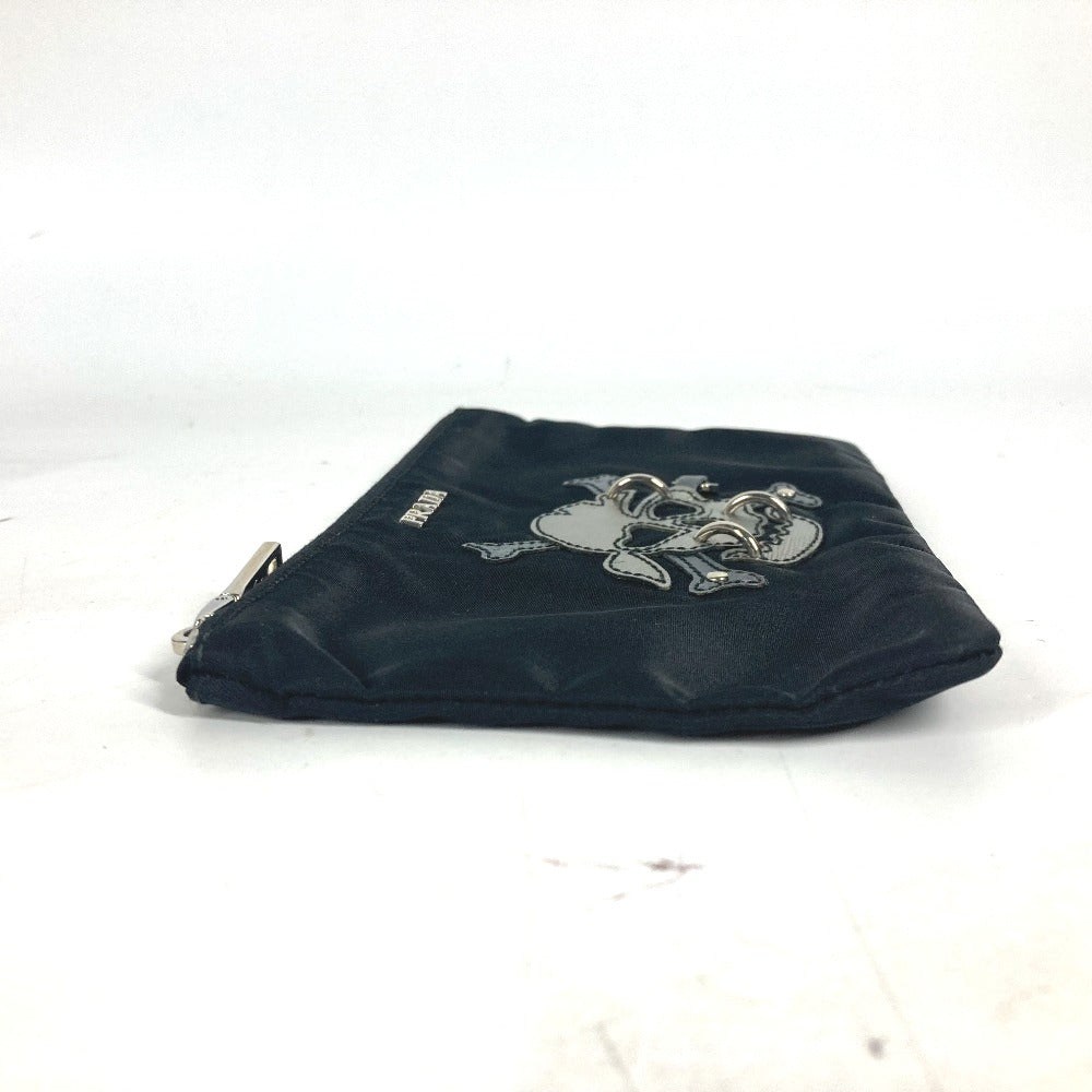 PRADA Pouch Nylon black Makeup pouch Cosmetics Pouch Skull skull unisex(Unisex)