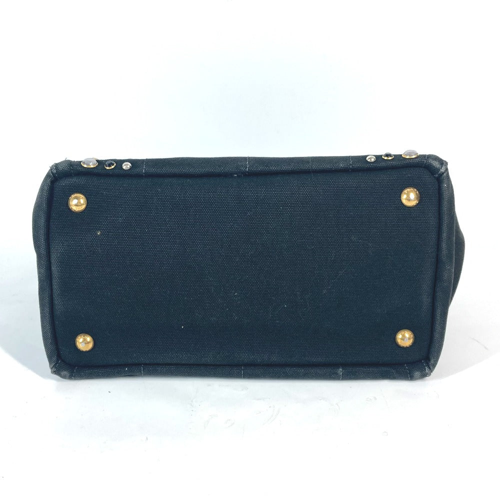 PRADA Tote Bag canvas black Crossbody Canapa S with Stones Women