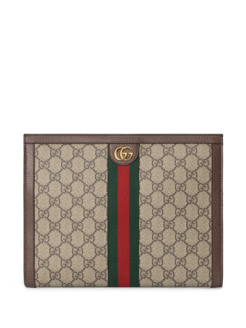 Gucci Monogram Leather Canvas Clutch