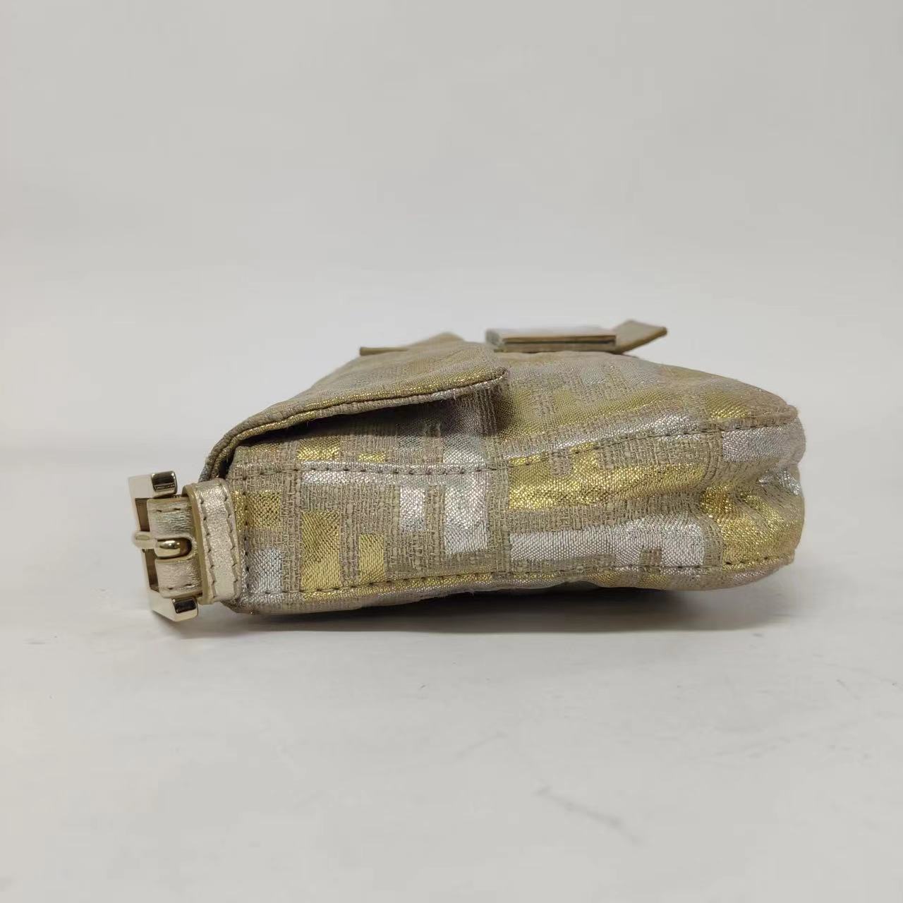 Fendi Baguette Gold and Silver Thread FF Monogram Shoulder Bag