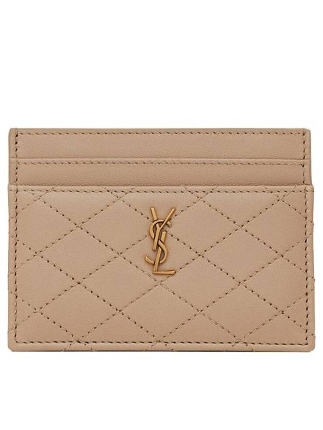 Luxury Saint Laurent Trending 2026 Monogram Gabi Gold Hardware Logo Quilting Card Wallet Dark Beige