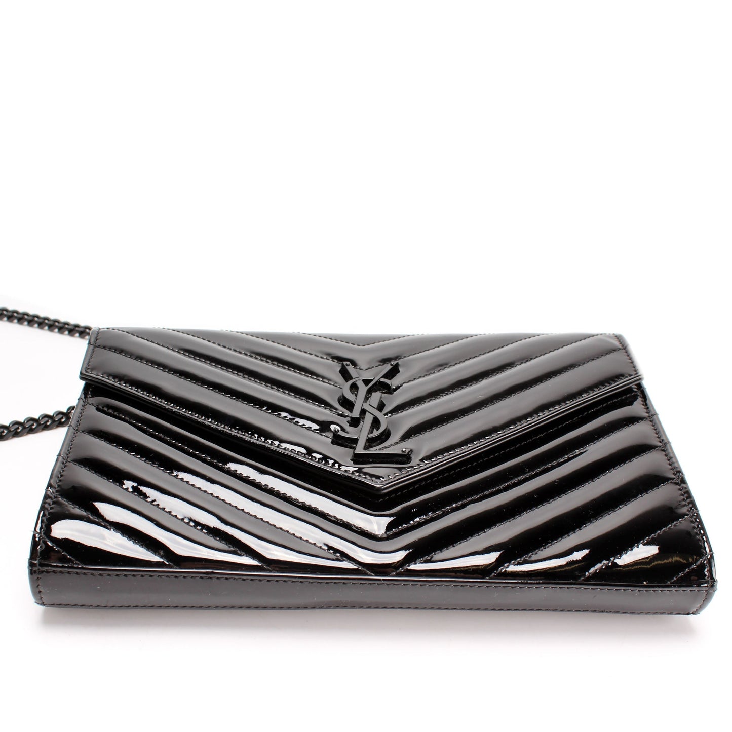 Saint Laurent Cassandre Patent Chain Wallet Bag