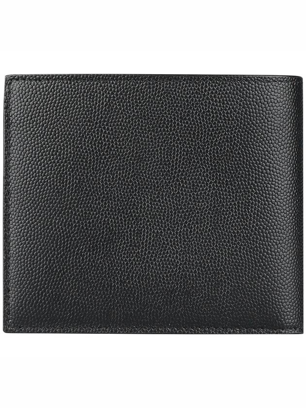 Luxury Saint Laurent Trending 2026 Classic Logo Textured Leather Half Wallet Black