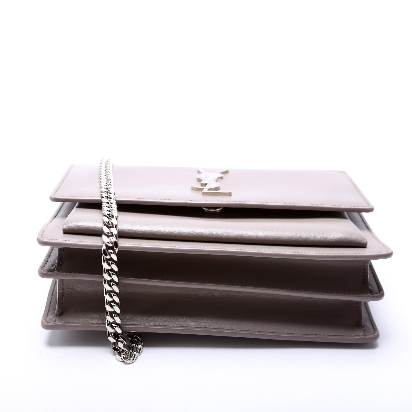 Saint Laurent Sunset Medium Smooth Leather Grey Bag