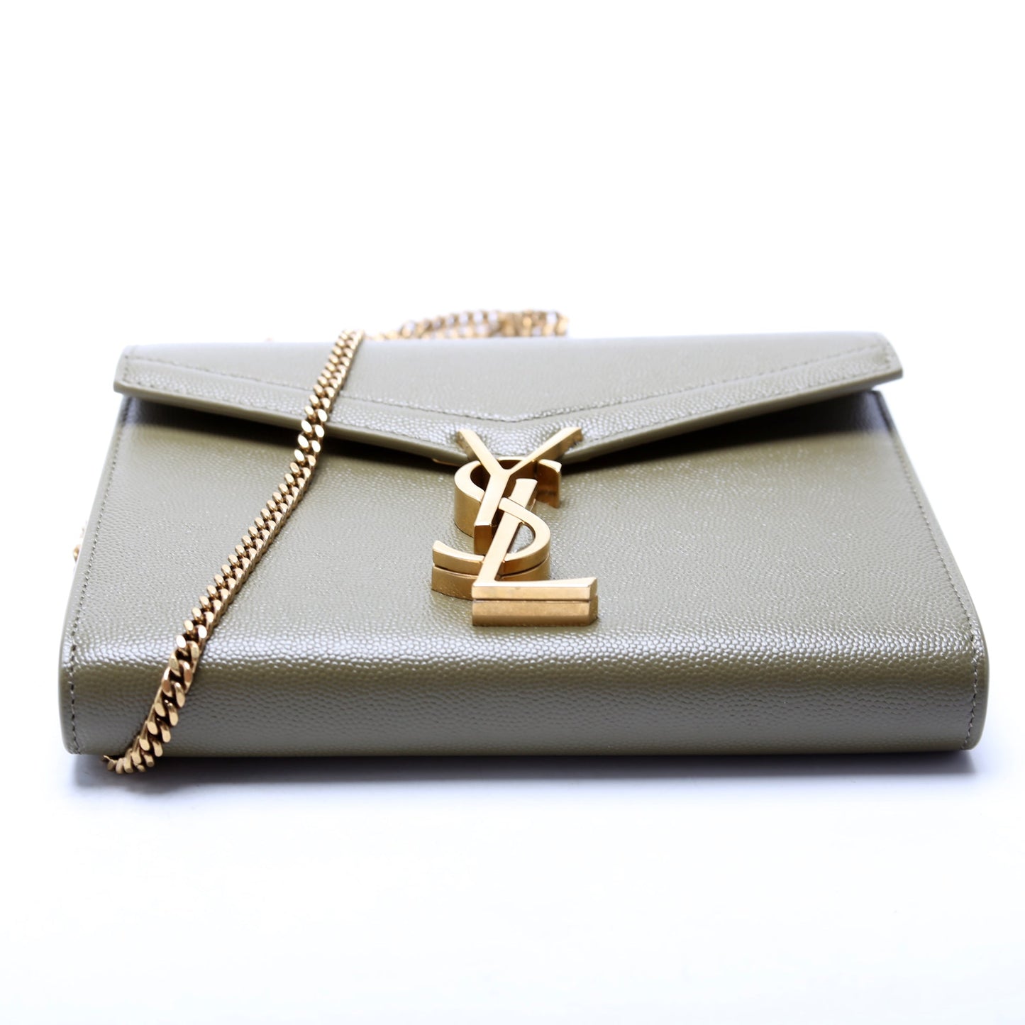 Saint Laurent Cassandra Chain Wallet Grain 635023 Green Bag