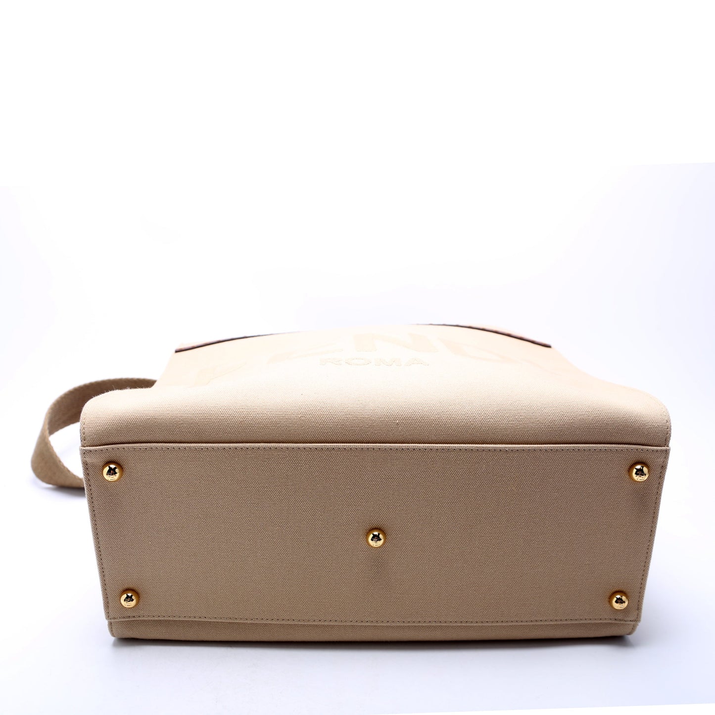 Fendi 8BH386 Sunshine Shopper Medium Canvas Tan Bag