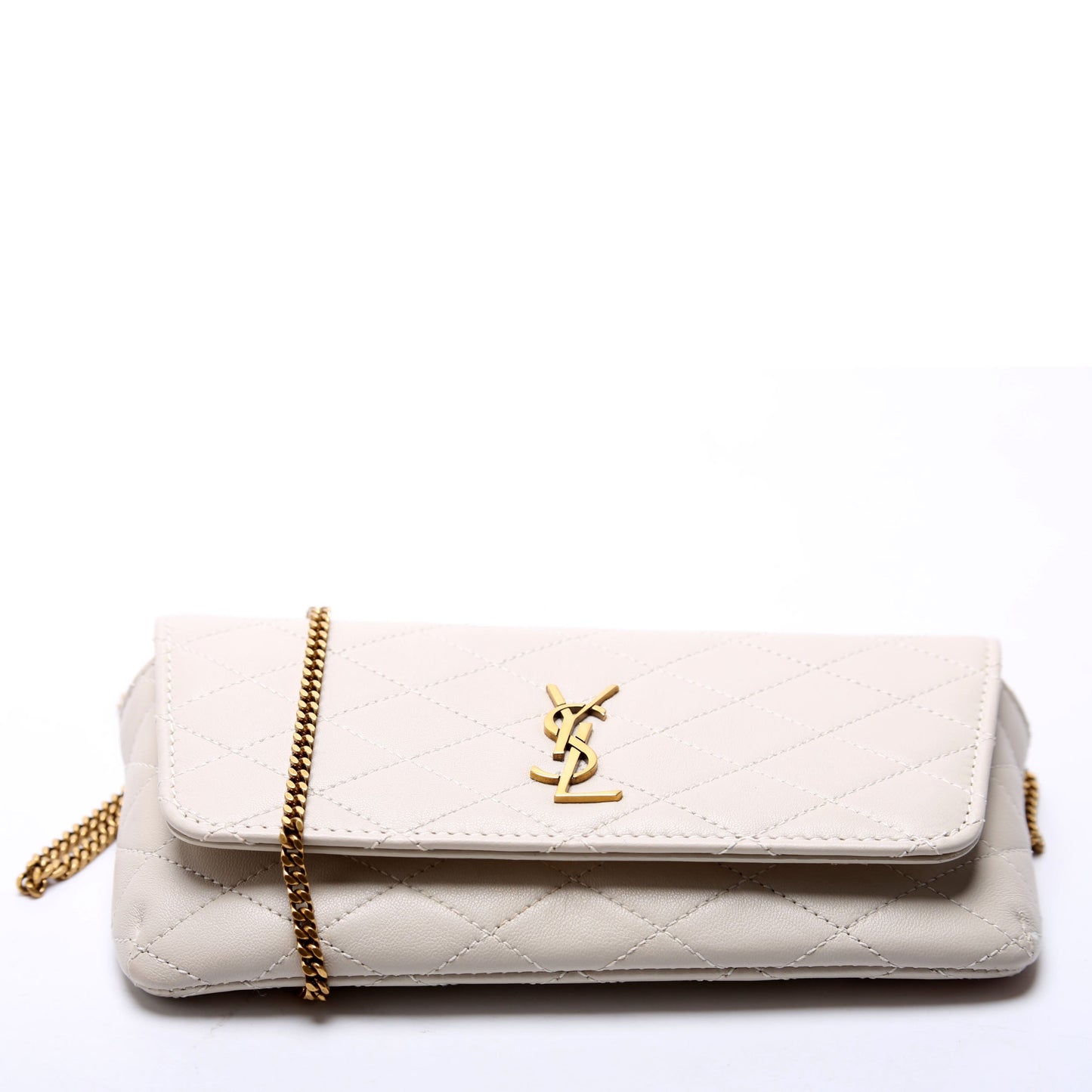 Saint Laurent 754051 Gaby Phone Case Quilted Lambskin White Bag