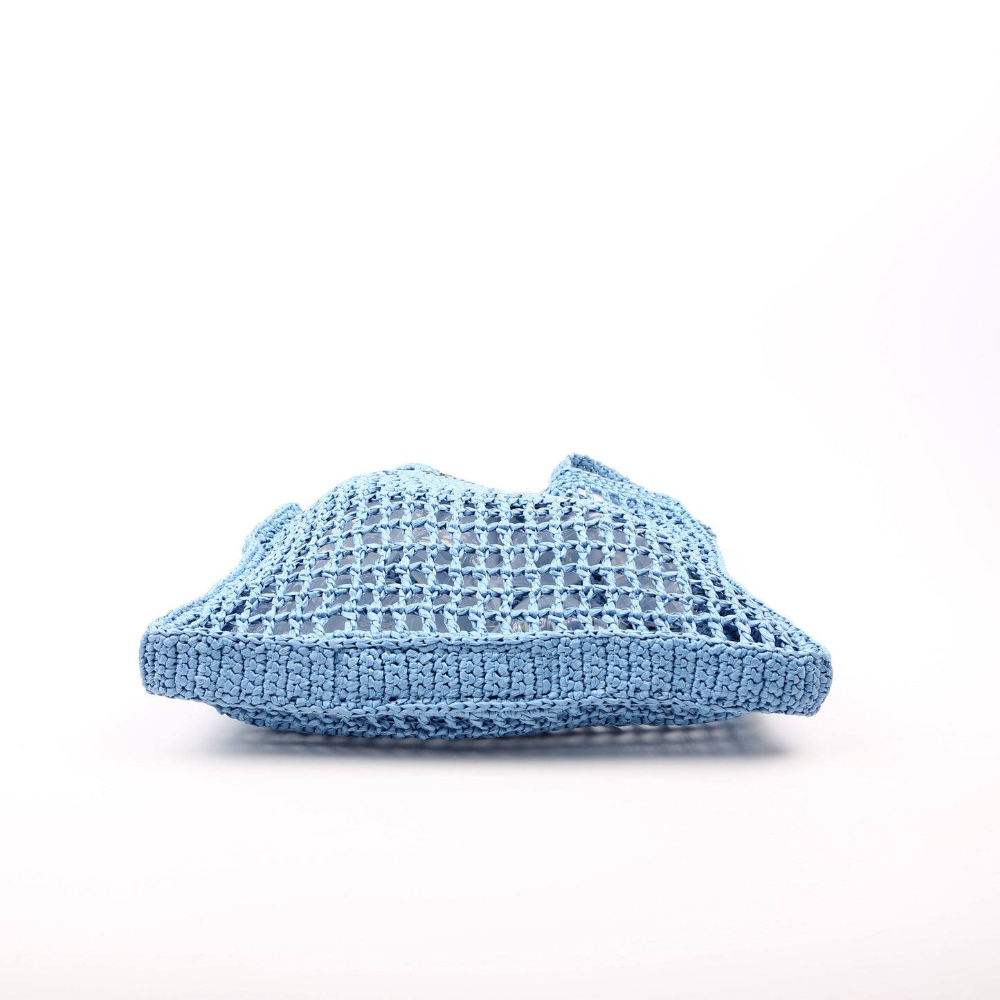 Prada Raffia Crochet Tote Blue Bag