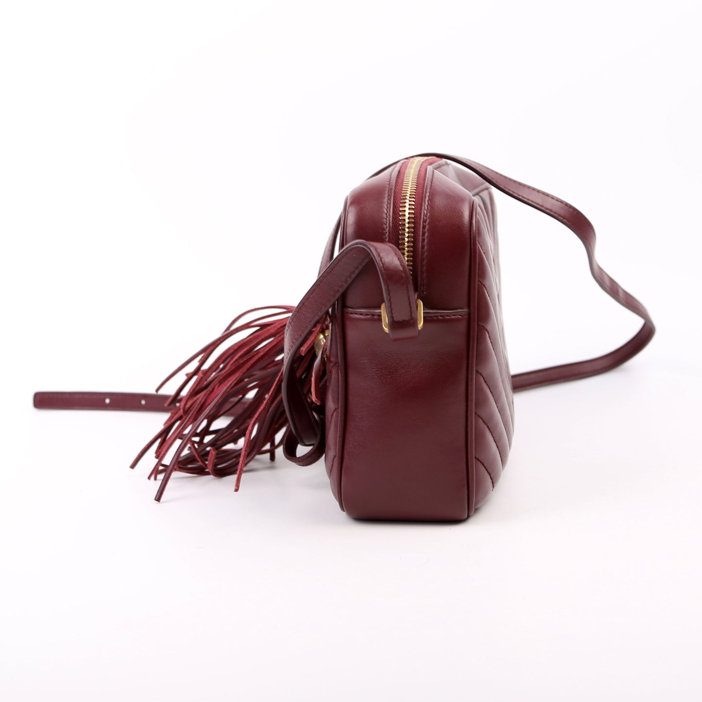 Saint Laurent Lou Camera Quilted Burgundy Bag