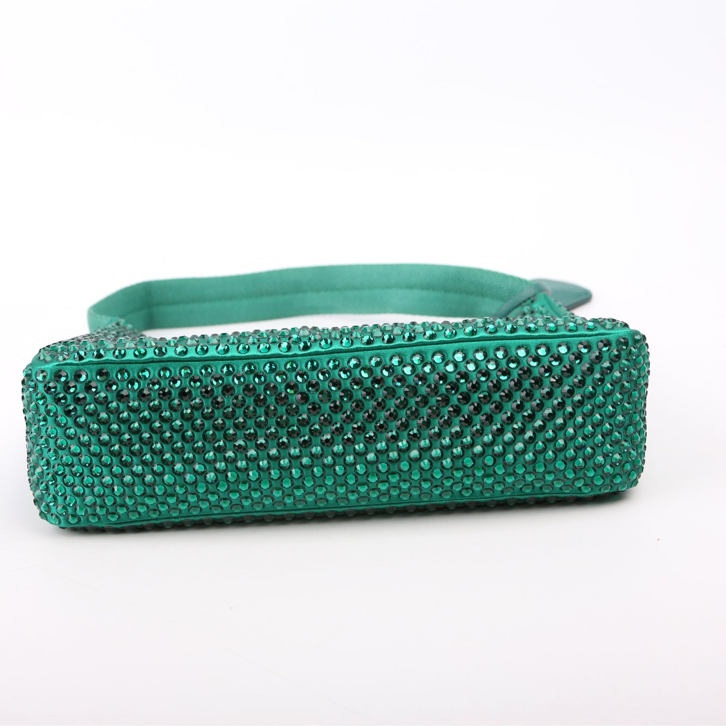 Prada Satin Crystal Re-Edition 2000 Mini Green Bag
