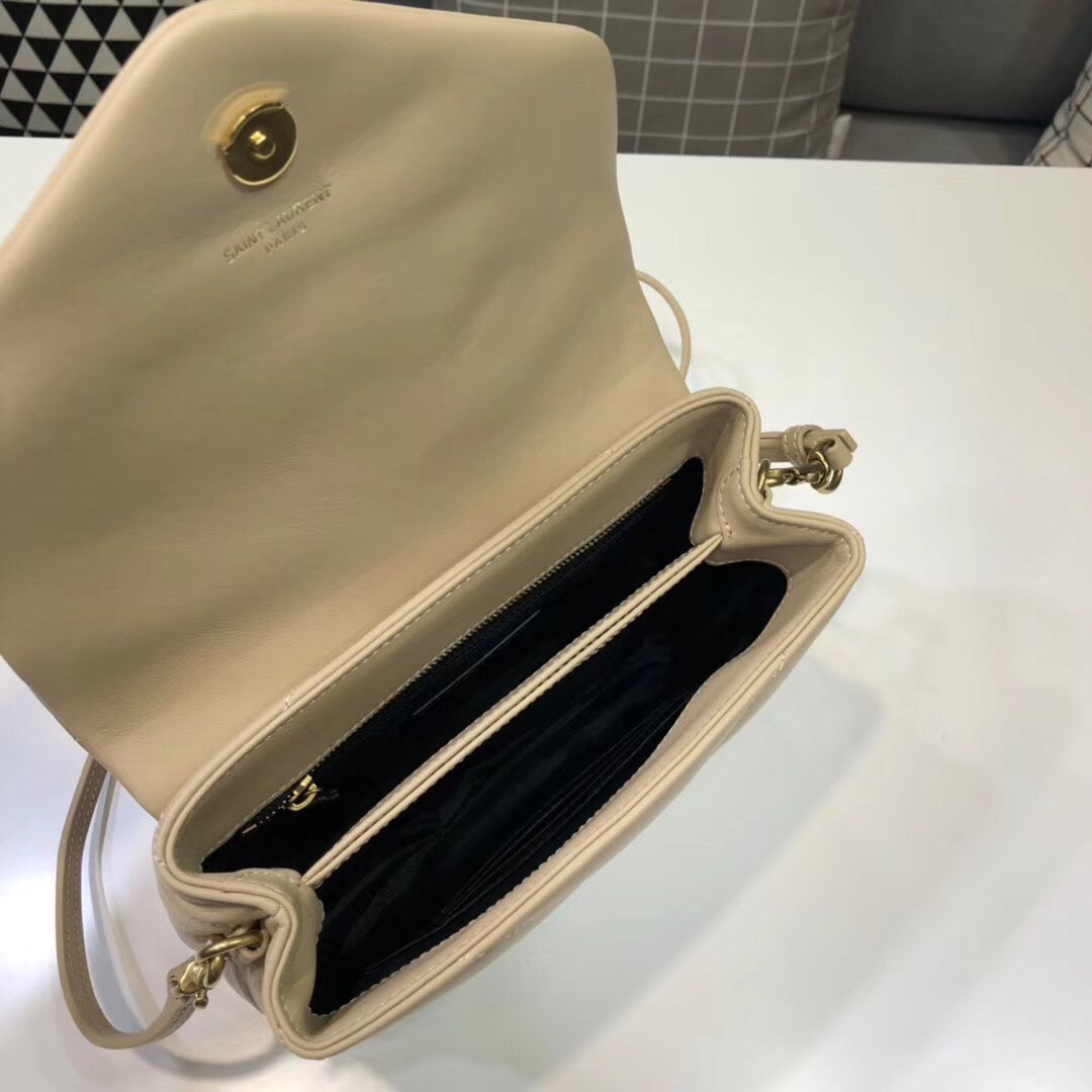 Yves Saint Laurent Loulou Mini Shoulder Bag Beige 7in/