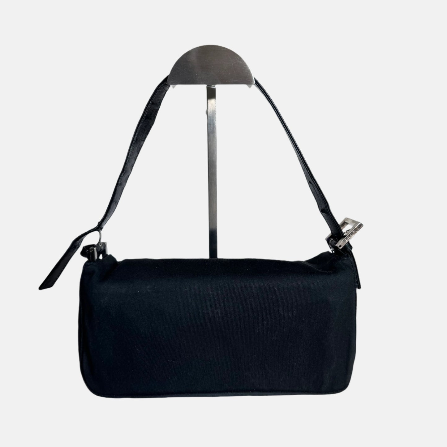 FENDI Baguette Black Cloth Silver Hardware
