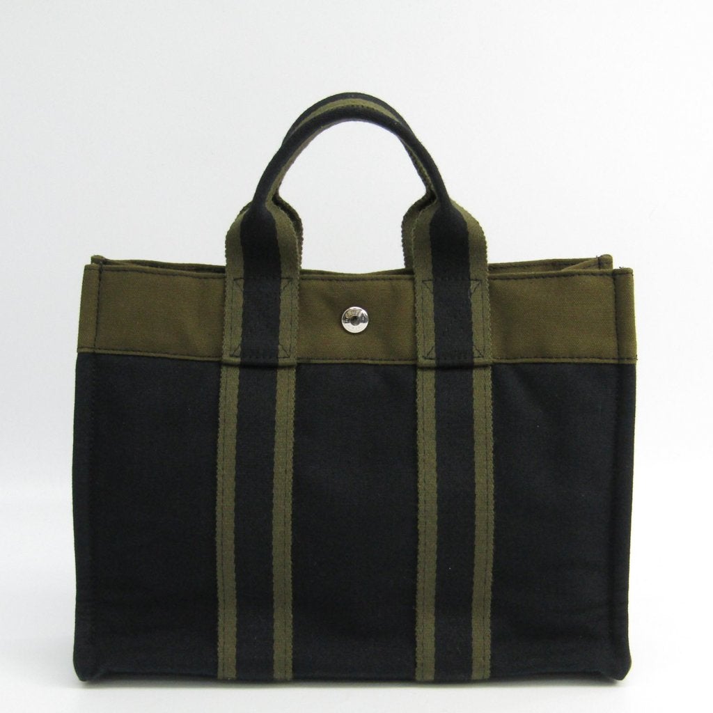 Luxury Hermes Black Khaki Canvas Fourre Tout PM Tote ( )