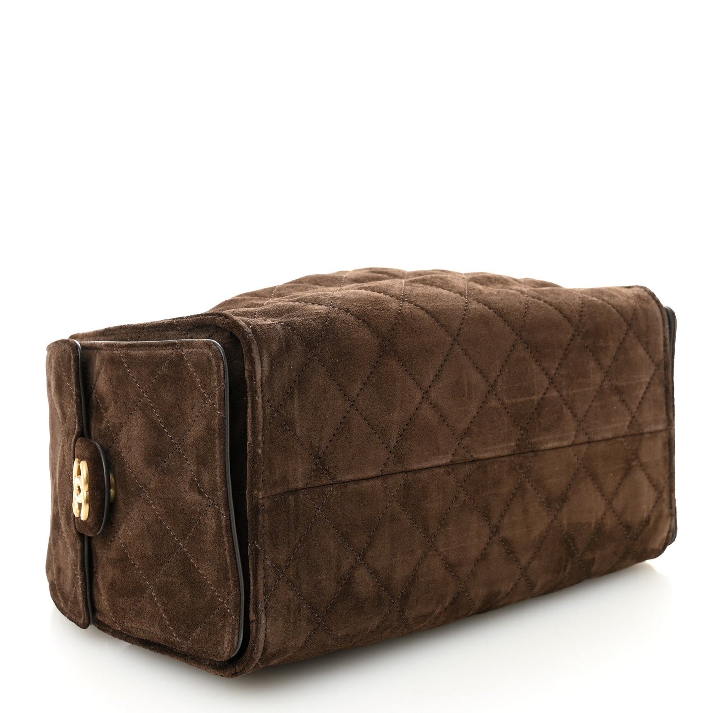 Suede Quilted Small Chanel 25 Handbag Dark Brown