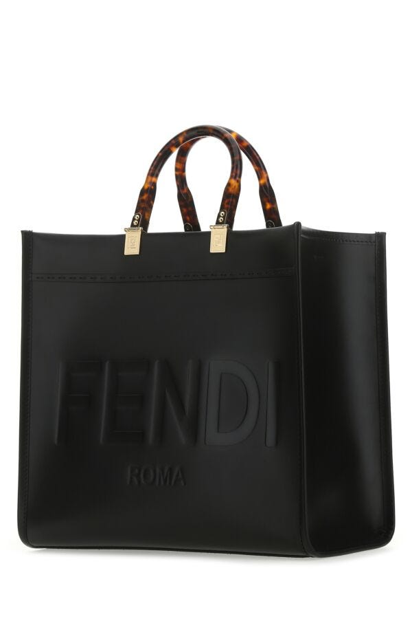 Fendi Woman Black Leather Medium Sunshine Shopping Bag