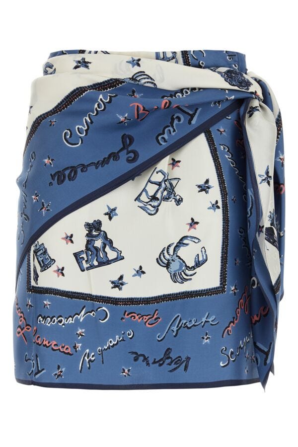 Fendi Woman Printed Satin Mini Skirt