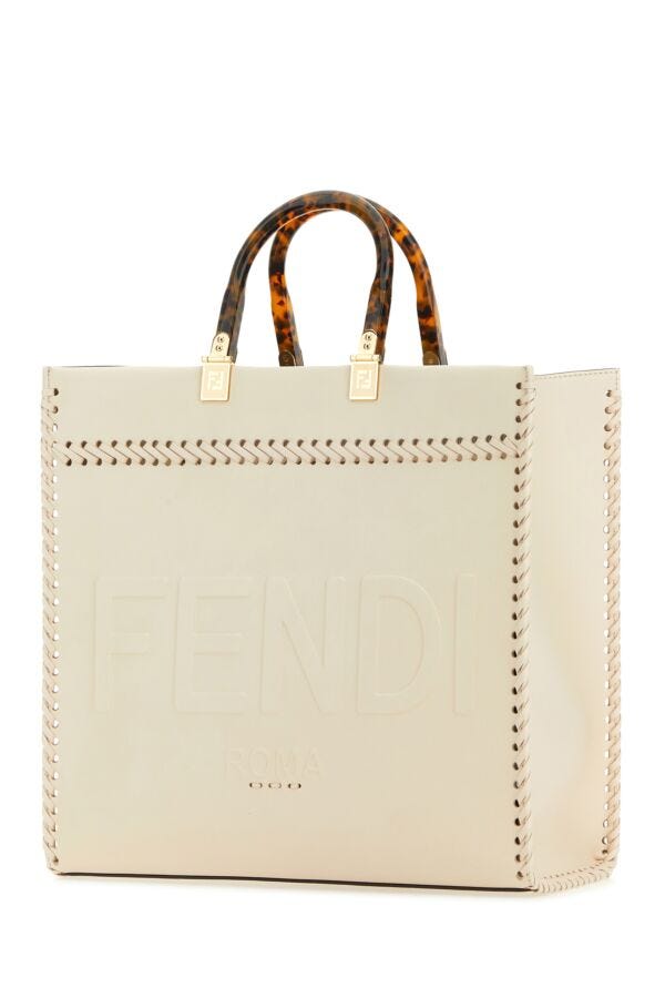 Fendi Woman Ivory Leather Medium Sunshine Shopping Bag