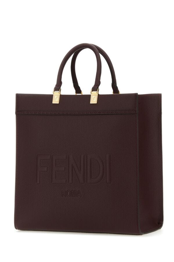 Fendi Woman Grape Leather Medium Sunshine Shopping Bag