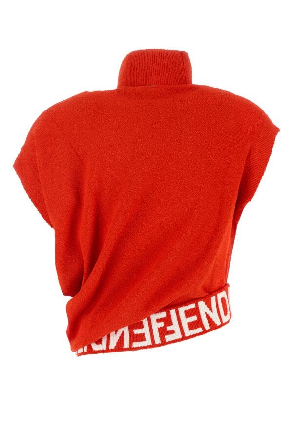 Fendi Woman Corral Stretch Viscose Blend Top