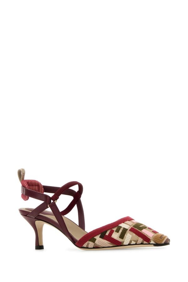 Fendi Woman Multicolor Mesh And Fabric Colibr㬠Pumps