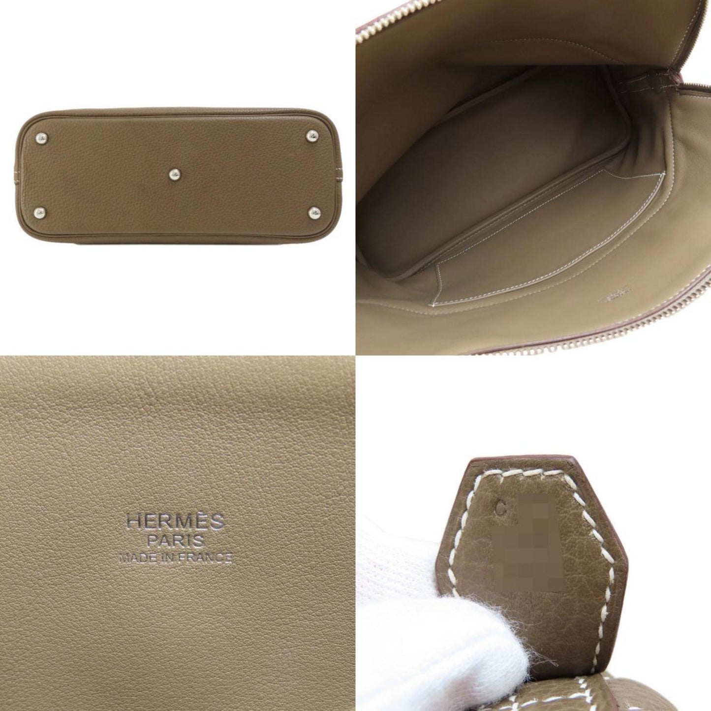 Hermes Etoupe Gray Taurillon Clemence Leather Handbag ( )