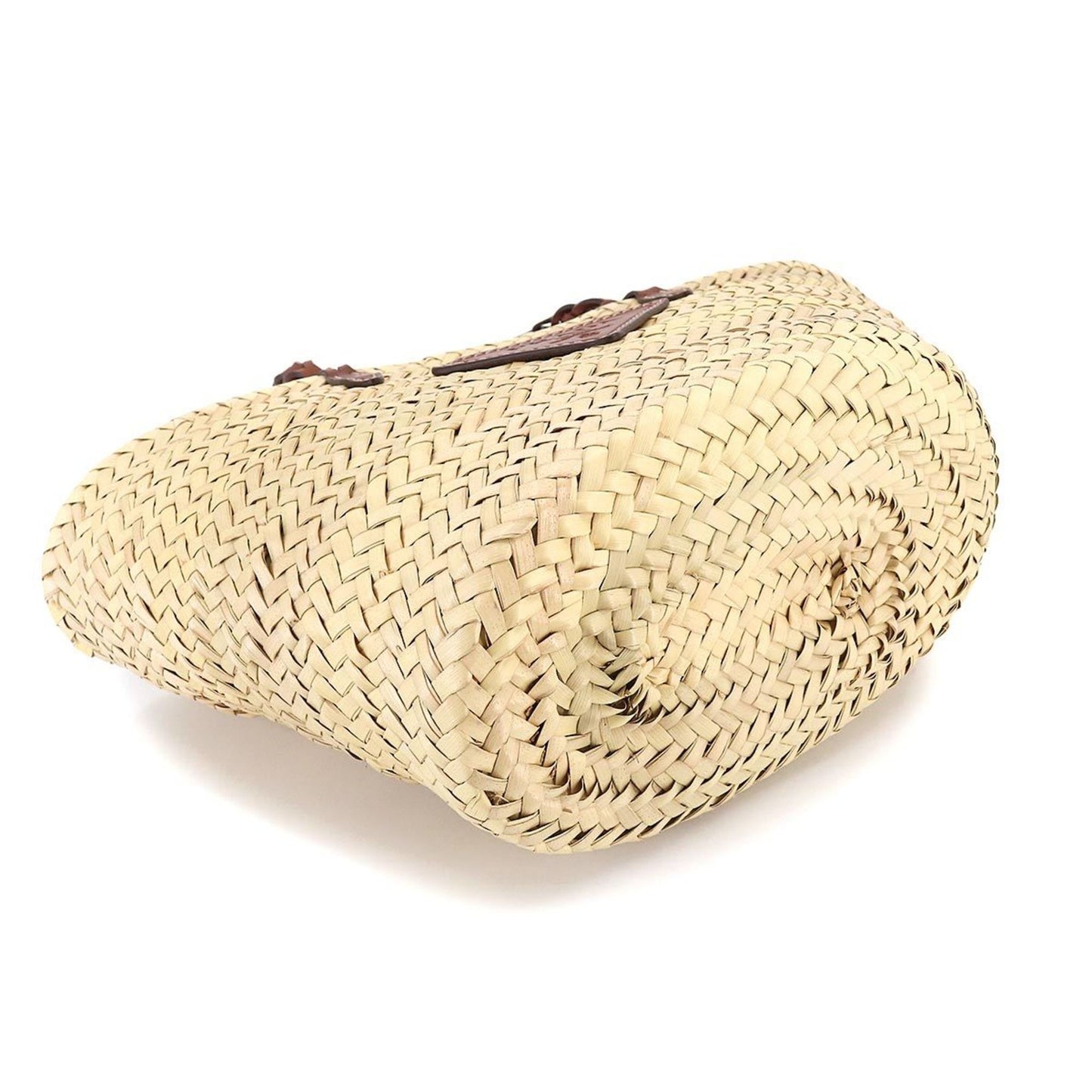 Prada tote Bag wicker leather natural cognac silver metal fittings woven palm Tote Bag